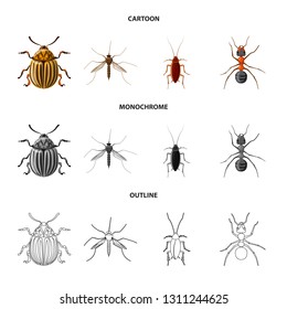 Vector illustration of insect and fly logo. Set of insect and element vector icon for stock.