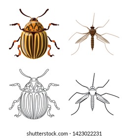 Vector illustration of insect and fly logo. Set of insect and element stock symbol for web.