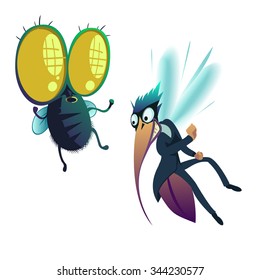 Vector illustration of a insect, fly and mosquito