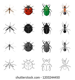 Vector illustration of insect and fly sign. Collection of insect and element vector icon for stock.