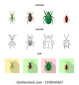 Vector illustration of insect and fly symbol. Set of insect and element vector icon for stock.