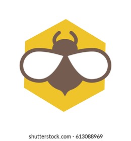 Ilustración vectorial del insecto en el logotipo del peine de miel o de la criatura voladora
