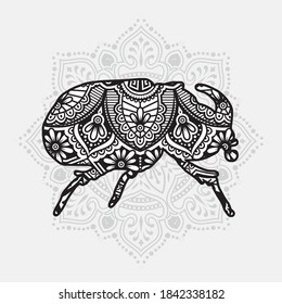 Vector illustration of a Insect mandala for coloring book. Insect Mandala for Silhouette Cameo and Cricut.