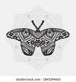 Vector illustration of a Insect mandala for coloring book. Insect Mandala for Silhouette Cameo and Cricut.