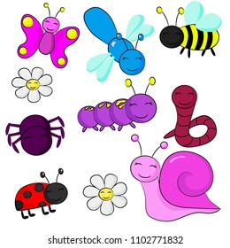 vector illustration, insect set