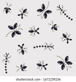 vector illustration of insects with fine rhinestones in the shape of pattern
