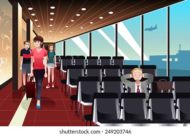 Una Ilustración vectorial del interior del aeropuerto