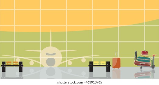 Vector illustration of inside the airport scene