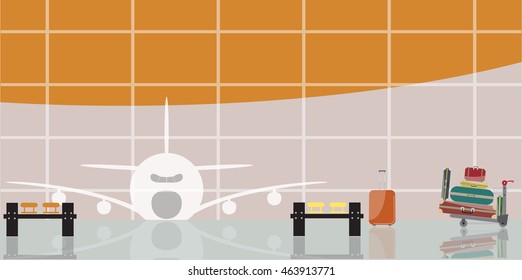 Vector illustration of inside the airport scene