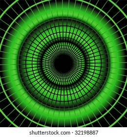 Vector illustration of the inside of a black and green tunnel