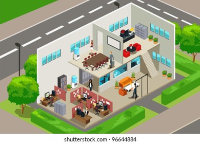 A vector illustration of an inside look of a business office