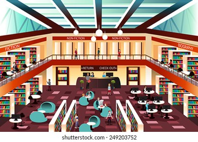 A vector illustration of inside the modern library