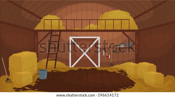 古い木の納屋の中に見える 干し菓子のベクターイラスト シェッドのツール のベクター画像素材 ロイヤリティフリー