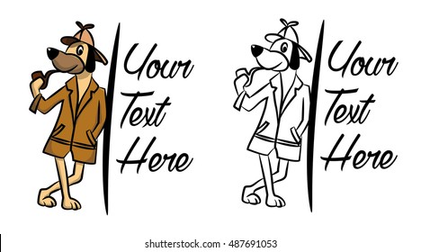 Vector illustration of a inspector dog. Black and white and color version.