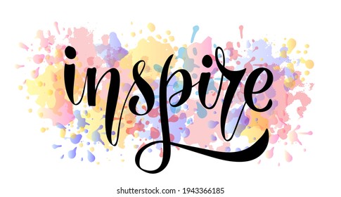Vector illustration of Inspire text for logotype, t-shirt, banner, magazine, poster, decoration, postcard. Inspire calligraphy background. Inspire lettering. EPS 10.  
