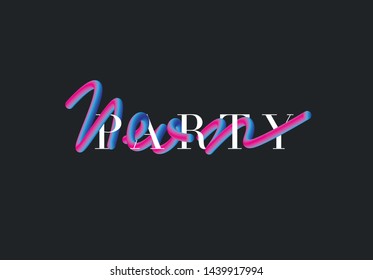 Vector illustration, inspired by the disco music of the 80s, 3d background, neon, summer party, logo for banner, poster, typography.