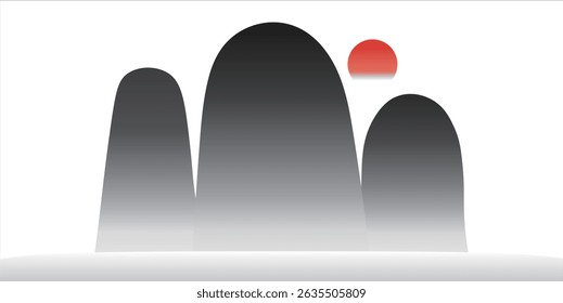 Vector illustration inspired by the orient rocky hill design 