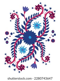 Vector illustration inspired by traditional Mexican Otomi embroidery. Poster, print, template, greeting card etc.