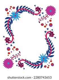 Vector illustration inspired by traditional Mexican Otomi embroidery. Poster, print, template, greeting card etc.