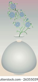Ilustración vectorial inspirada en la porcelana blanca y el diseño de crisantemo azul