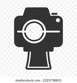 Vector illustration of instant camera icon in dark color and transparent background(PNG).