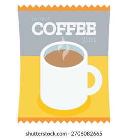 Ilustración vectorial de paquete de café instantáneo o sobre