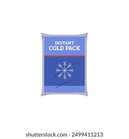 Vector illustration of an instant cold pack. An indispensable medical element for providing first emergency aid and for relieving pain. Flat cartoon style on isolated background.