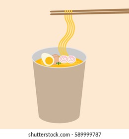 vector illustration of instant cup noodles