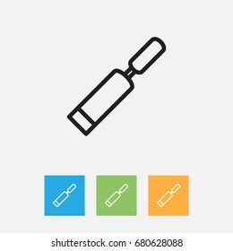 Vector Illustration Of Instrument Symbol On Chisel Outline. Premium Quality Isolated Putty Knife Element In Trendy Flat Style.