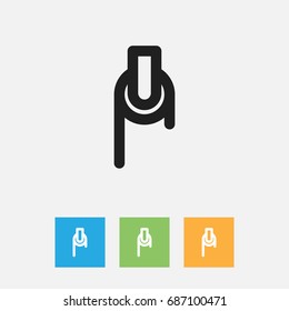 Vector Illustration Of Instrument Symbol On Pulley Outline. Premium Quality Isolated Winch Element In Trendy Flat Style.