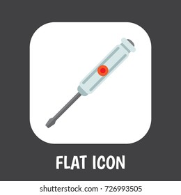 Vector Illustration Of Instruments Symbol On Screwdriver Flat Icon. Premium Quality Isolated Turn-Screw Element In Trendy Flat Style.