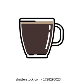 Vector illustration of an insulated black coffee cup on a white background. Flat style glass coffee cup.