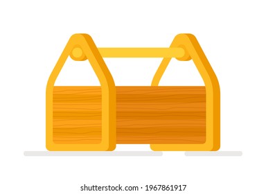 Vector illustration of an insulated wooden box on a white background for tools. Tools for repairs. Working tools. Construction tools. 