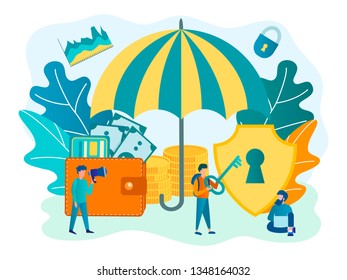 Vector illustration Insurance and savings Concept. Individual access to savings and property.