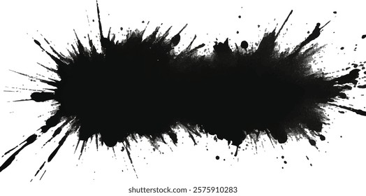 "Vector Illustration of Intense Black Brush Strokes on a Distressed Grunge Background". "Chaotic Black Paint Blotches and Streaks Merging with Grunge Design Elements"
