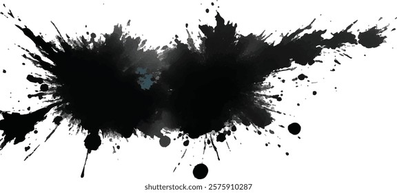 "Vector Illustration of Intense Black Brush Strokes on a Distressed Grunge Background". "Chaotic Black Paint Blotches and Streaks Merging with Grunge Design Elements"
