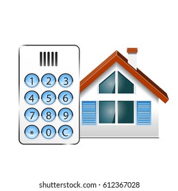 Vector illustration of a Intercom, doorphone, and at house.