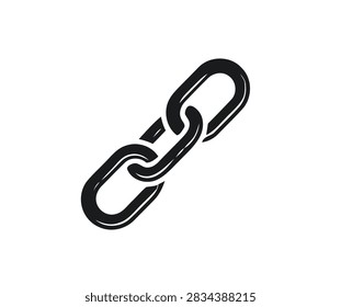 Vector Illustration of Interconnected Metallic Chain Links Isolated on a Clean White Background for Digital Connectivity Concepts