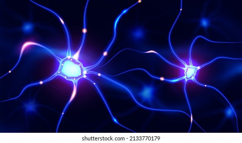 Vector illustration of Interconnected neurons with electrical pulses. Abstract neuron cells with link knots.