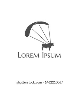 vector illustration interesting ox parachute icon logo design