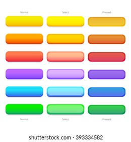 Vector illustration interface buttons set for games or apps. Isolated on white background.