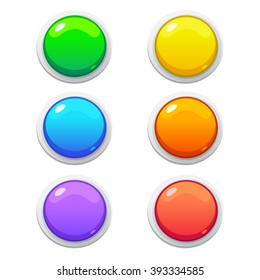 Vector illustration interface buttons set for games or apps. Isolated on white background.
