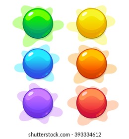 Vector illustration interface buttons set for games or apps. Isolated on white background.