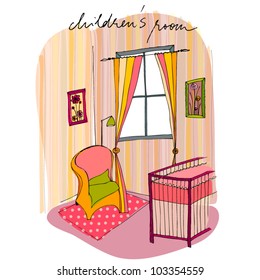 vector illustration of interior, baby's room