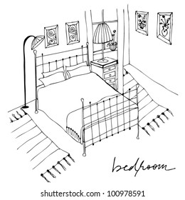 vector illustration of interior, bedroom