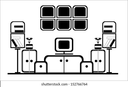 vector illustration of interior, bookshelf