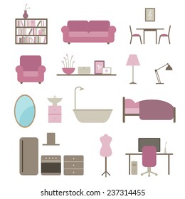 Vector Illustration of Interior Design Elements