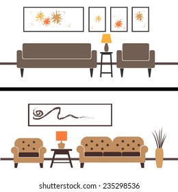 Vector illustration of interior design settings.