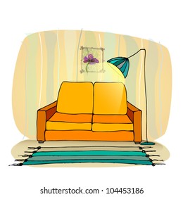 vector illustration of interior, furniture with lamp