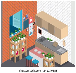 vector illustration interior kitchen style